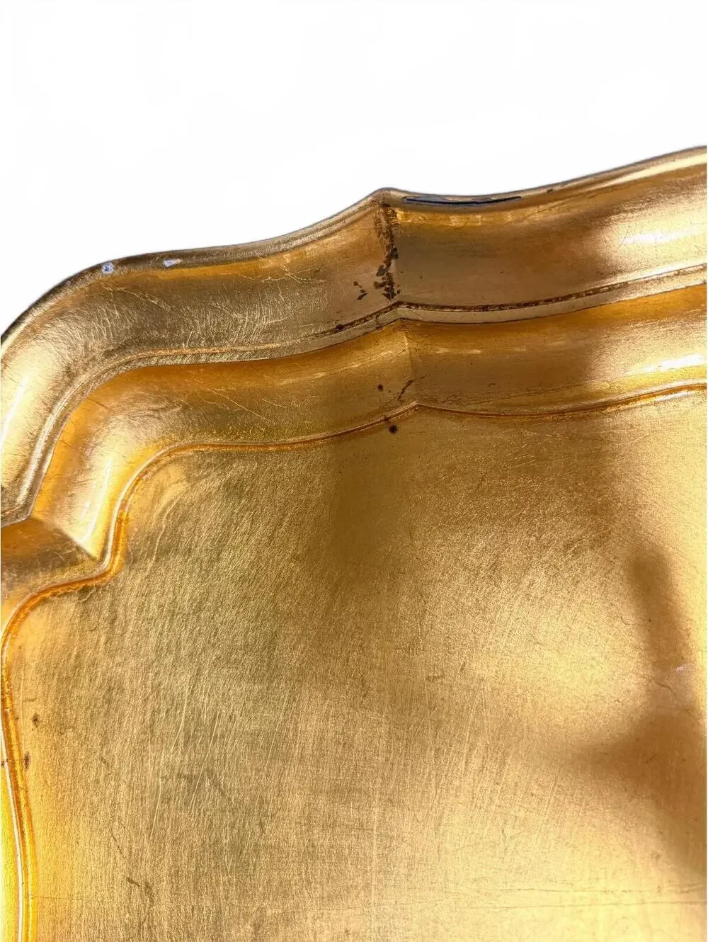 Vintage Gold Decorative Serving Tray with Scalloped Edges
